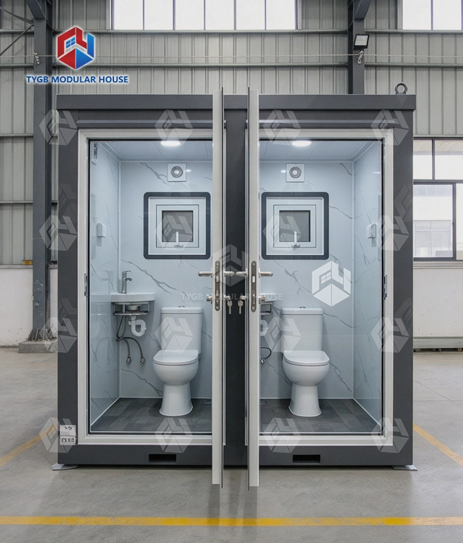 flushable dual-cabin portable toilet with sink