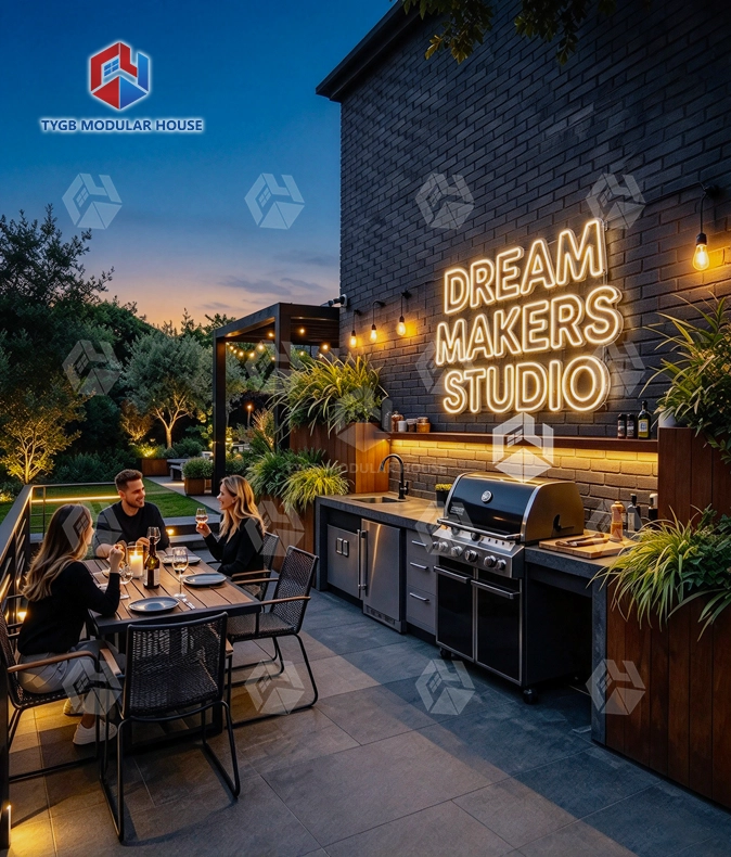 Industrial Style Backyard Kitchen