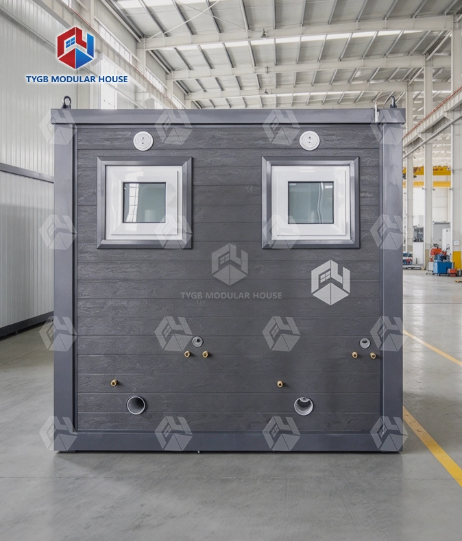 modern interior dual cubicle mobile toilet